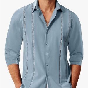Casual Blue Button Down Shirt, new size large